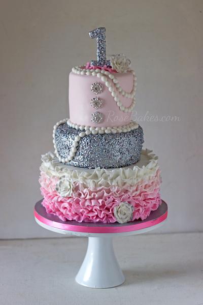 Pretty in Pink Cake: Sequins, Ruffles, Pearls, Rhinestones & Roses - Cake by Rose Atwater