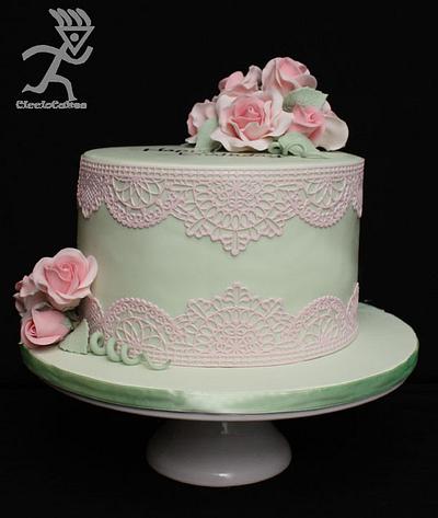 Edible Lace & Roses for 70th Birthday - Cake by Ciccio 