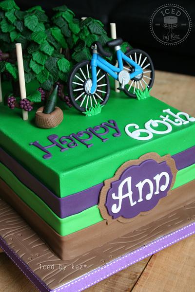 Grapevines & Bicycle 60th - Cake by IcedByKez