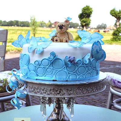 Blue babyshower cake - Cake by Judith-JEtaarten