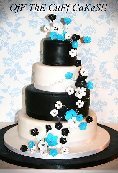 'Turquoise in Bloom' wedding cake  - Cake by OfF ThE CuFf CaKeS!!