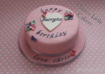 Pink, flower cake - Cake by Clareslittlecakery