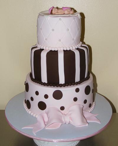 Pink and Brown Baby Shower Cake - Cake by DaniellesSweetSide