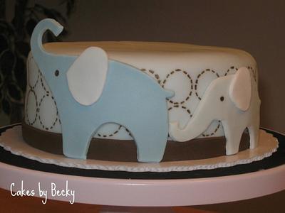 Blue Elephant Baby Shower - Cake by Becky Pendergraft