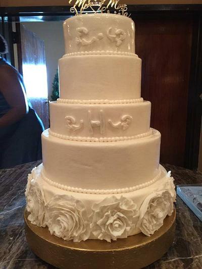 White Ruffled Wedding Cake - Cake by givethemcake