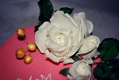 Sugarcraft white roses full bloom and half bloomed for my momma - Cake by Ashel sandeep