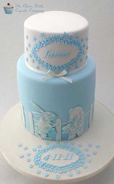 Bunny and Bear Christening Cake - Cake by Amanda’s Little Cake Boutique