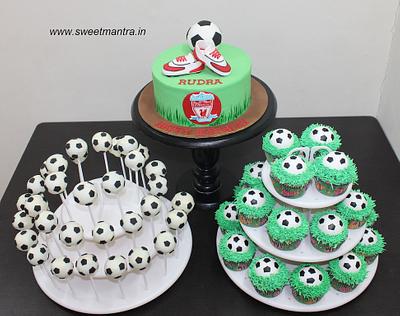 Football theme dessert table - Cake by Sweet Mantra Homemade Customized Cakes Pune