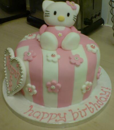 Stripey Hello Kitty - Cake by SugarMagicCakes (Christine)