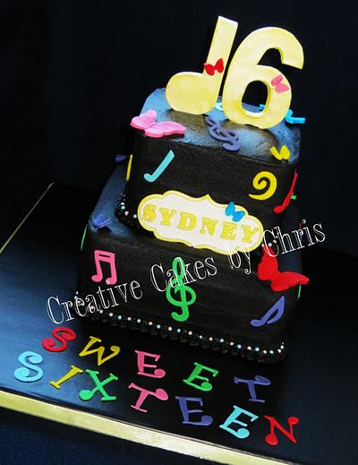 Butterflies and Musical Notes Sweet Sixteen - Cake by Creative Cakes by Chris
