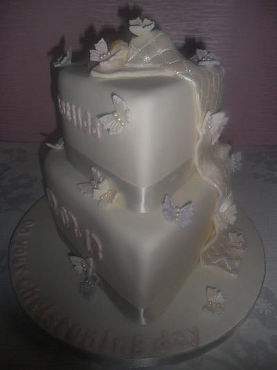 Ivory pearl heart baby Christening Cake - Cake by Rebecca Husband