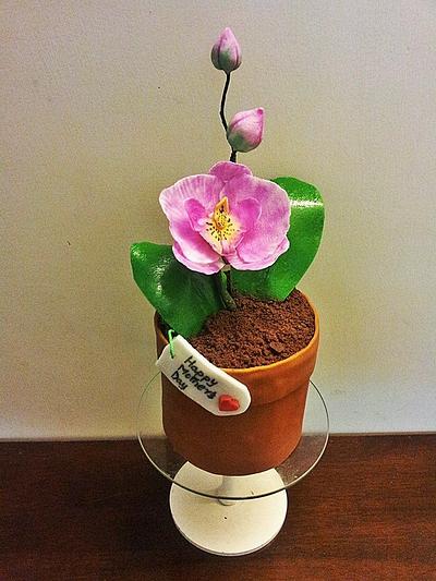 Morther's Day Orchid Pot  - Cake by Bijay Thapa