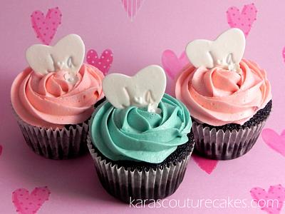 Tiffany Style Heart Tag Cupcakes - Cake by Kara Andretta - Kara's Couture Cakes