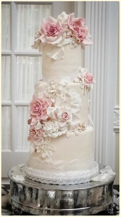 Vintage Rose Wedding Cake - Cake by Sweet Samantha