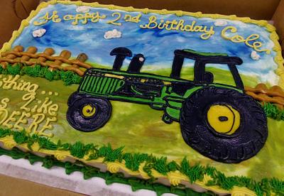 Tractor cake on farm (BC) - Cake by Nancys Fancys Cakes & Catering (Nancy Goolsby)