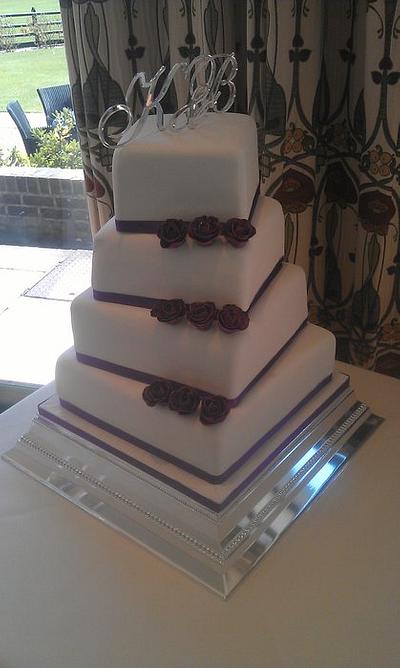 Purple Roses Wedding Cake - Cake by KatieTallsCakes