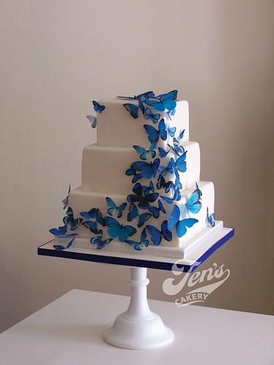Blue Butterflies - Cake by Jen's Cakery
