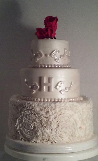 Ruffled Rose Wedding Cake - Cake by givethemcake