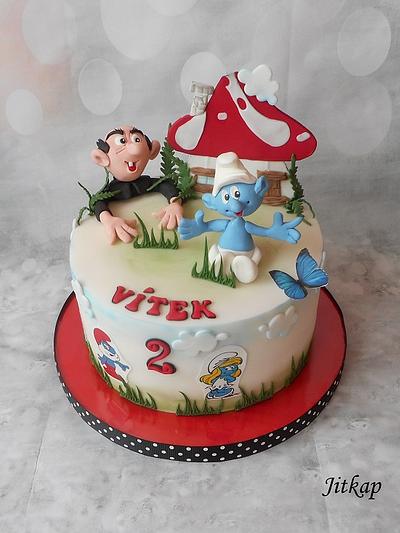 Smurfs - Cake by Jitkap