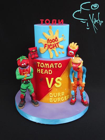 FORTNITE - TOMATO HEAD VS DURR BURGER - Cake by Diana