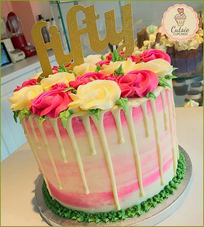Floral Drip - Cake by Cutsie Cupcakes