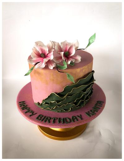 Coloured ganache cake with sugar flowers  - Cake by Homebaker