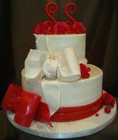 Roses and bows! - Cake by Kristi's Cakery