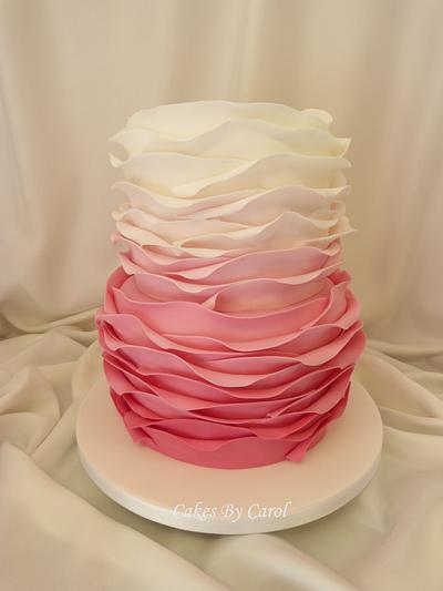 Pink Ombre Ruffle Wedding Cake - Cake by Carol