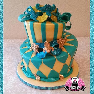 Masquerade Quinceanera Topsy Turvy - Cake by Cakes ROCK!!!  