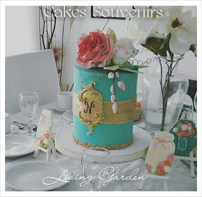 Turquoise and gold - Cake by Claudia Smichowski