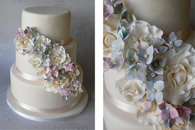 Blue Hydrangea Wedding Cake - Cake by Sugar Ruffles