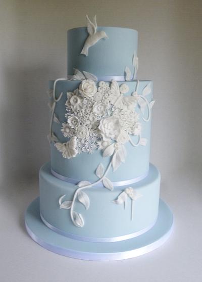 Blue and white bas relief cake - Cake by Angel Cake Design