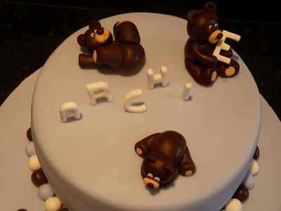 Teddy Christening Cake - Cake by CodsallCupcakes