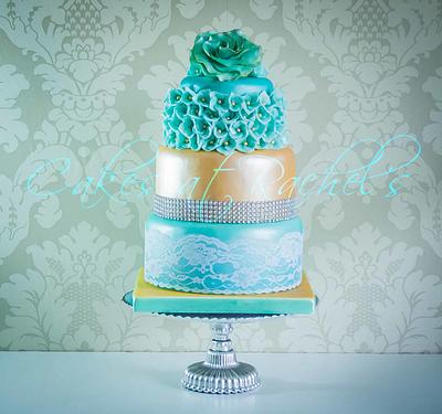 Gold & Teal Wedding Cake - Cake by CakesAtRachels