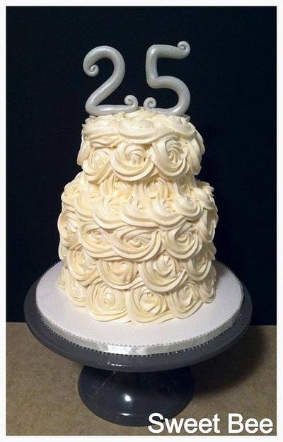 Simple 25th Wedding Anniversary - Cake by Tiffany Palmer