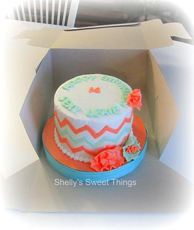 Peach n Chevron - Cake by Shelly's Sweet Things
