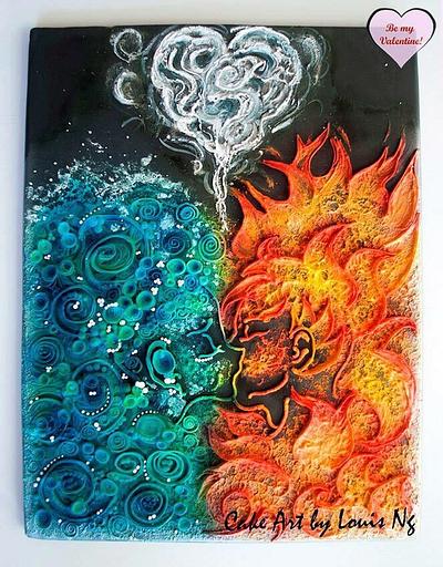 Water and Fire's kiss of love - Cake by Louis Ng
