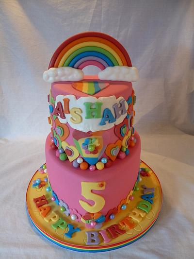 TWO TIERED HEART RAINBOW CAKE - Cake by Grace's Party Cakes