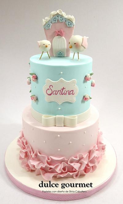 Shabby chic style for Santina! - Cake by Silvia Caballero