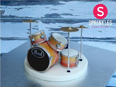 Drum set topper - Cake by Sprinkles Cake Studio
