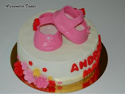 Pink baby shoes cake - Cake by alexandravasile