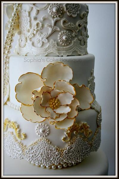 Cream, Ivory & Gold Baroque - Cake by Sophia's Cake Boutique