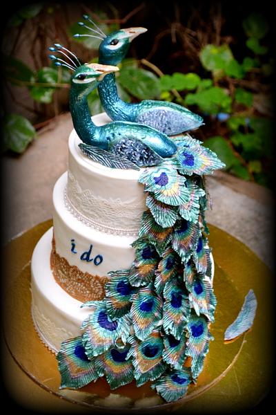 Peacock wedding cake - Cake by BakemanBegins