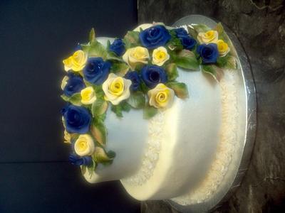 Blue and yellow roses cake - Cake by Tya Mantooth