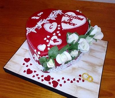 HEART OF WHITE ROSES CAKE - Cake by Camelia