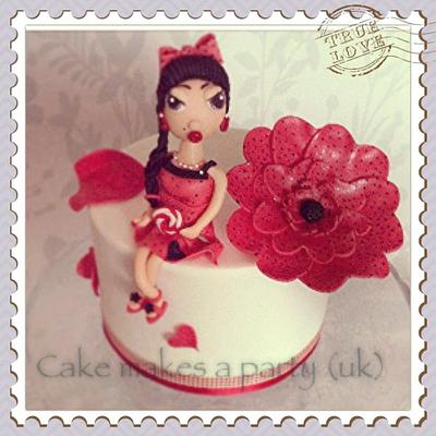 50s Pin up girl with fantasy flower - Cake by Mandy