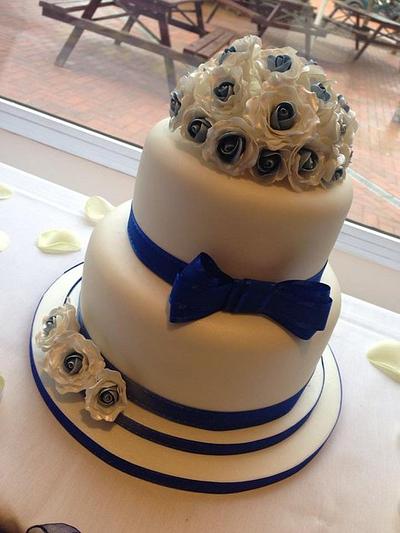 blue theme wedding cake x - Cake by charmaine cameron