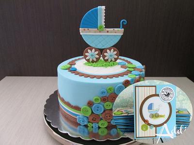 Stroller and Buttons Cake - Cake by sansil (Silviya Mihailova)