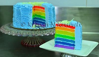 Rainbow cake with Cream Ruffles - Cake by KnKBakingCo