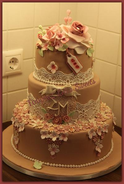 Vintage Lace Wedding Cake - Cake by Nikoletta Giourga